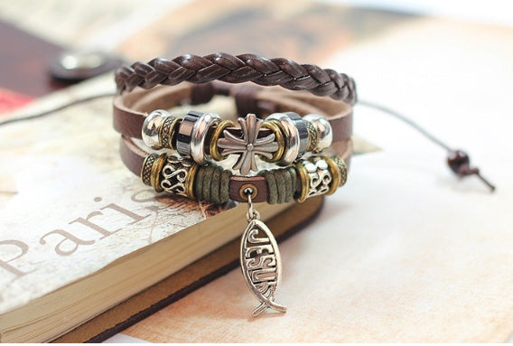 Poisson et étoile sur similicuir BRACELET