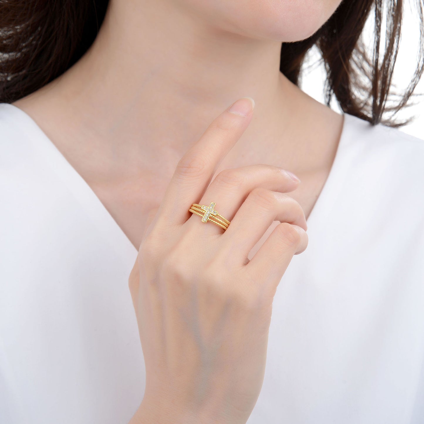 Croix zircons multi-rangs BAGUE