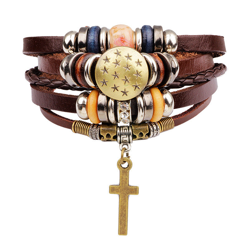Poisson et étoiles sur cuir BRACELET
