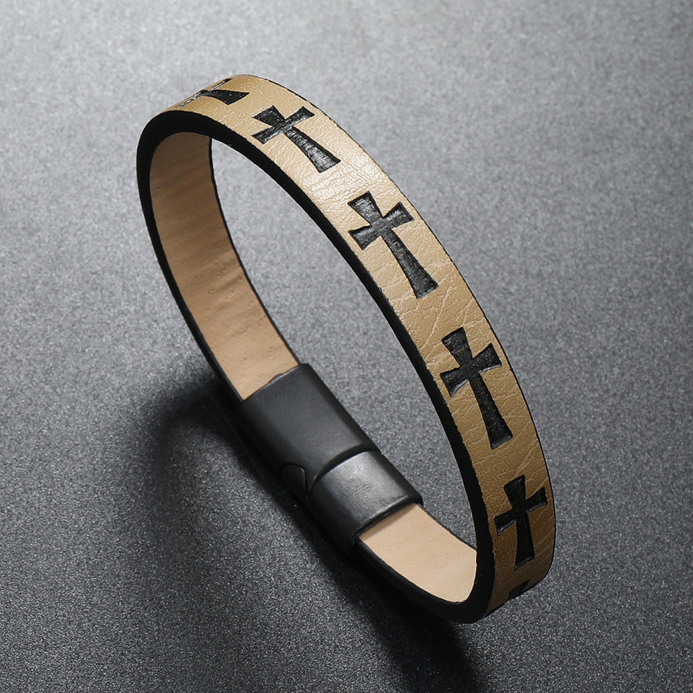 Croix sur cuir BRACELET