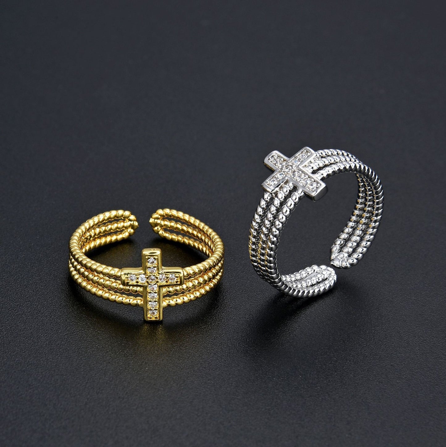 Croix zircons multi-rangs BAGUE