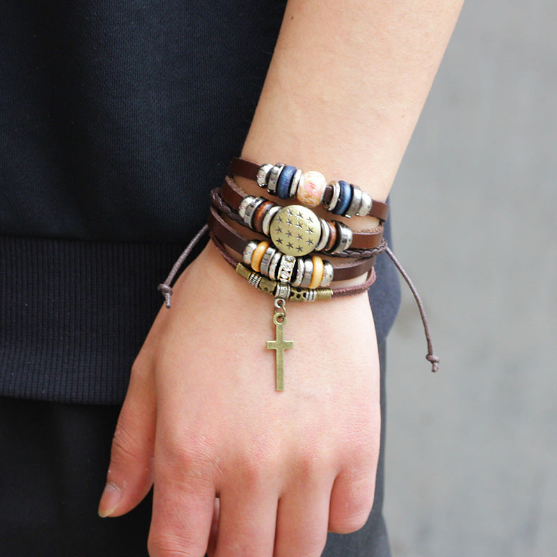 Poisson et étoiles sur cuir BRACELET