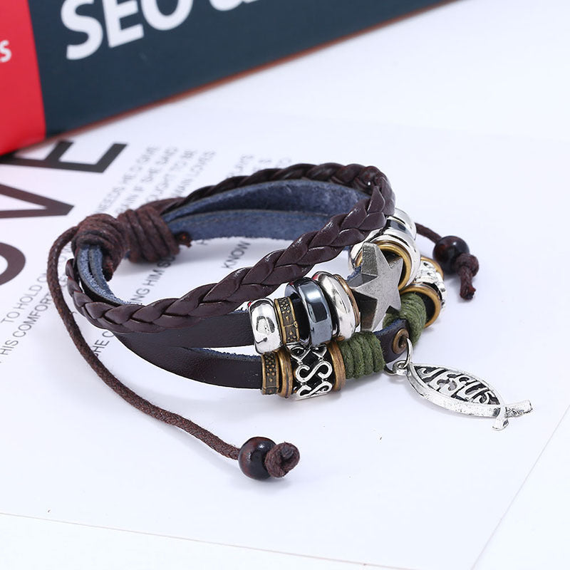 Poisson et étoile sur similicuir BRACELET