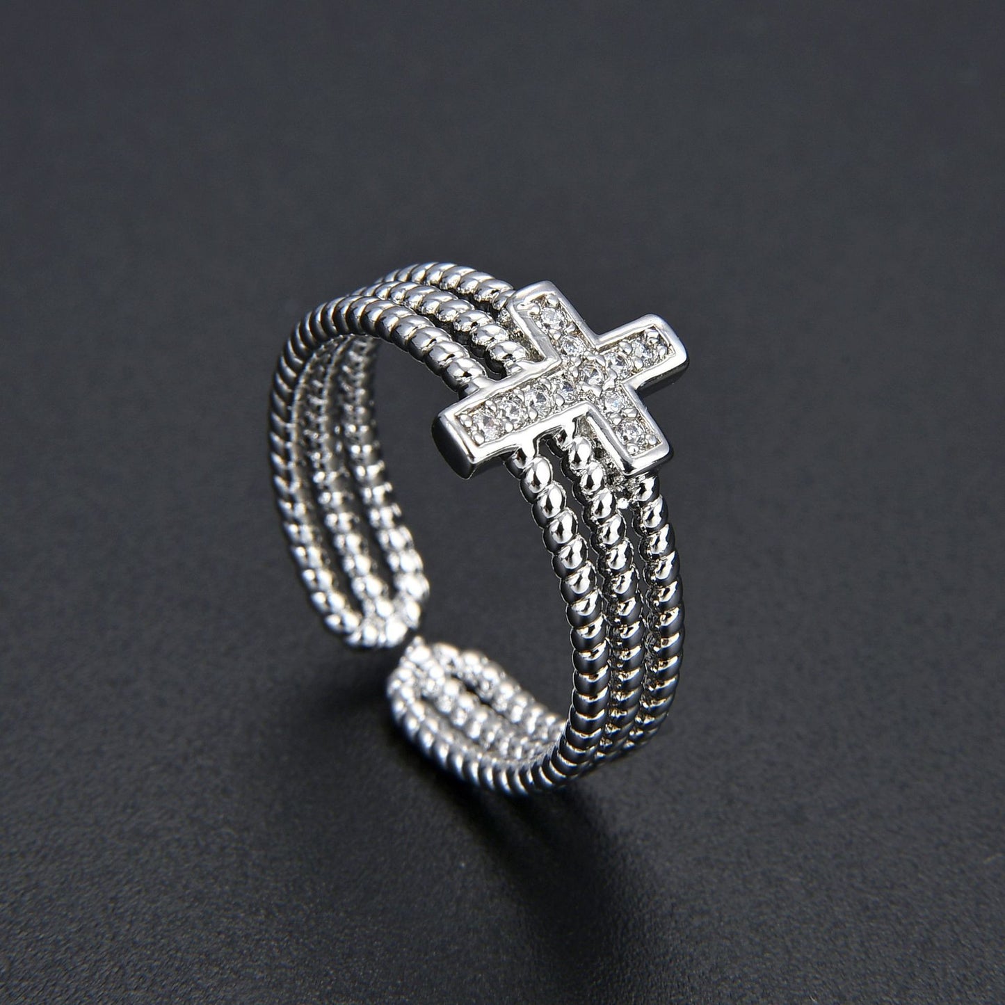 Croix zircons multi-rangs BAGUE