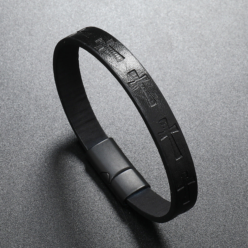 Croix sur cuir BRACELET