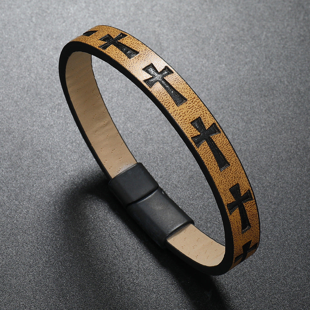 Croix sur cuir BRACELET