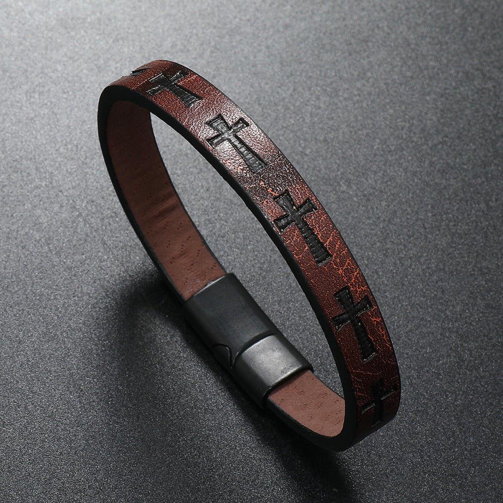 Croix sur cuir BRACELET
