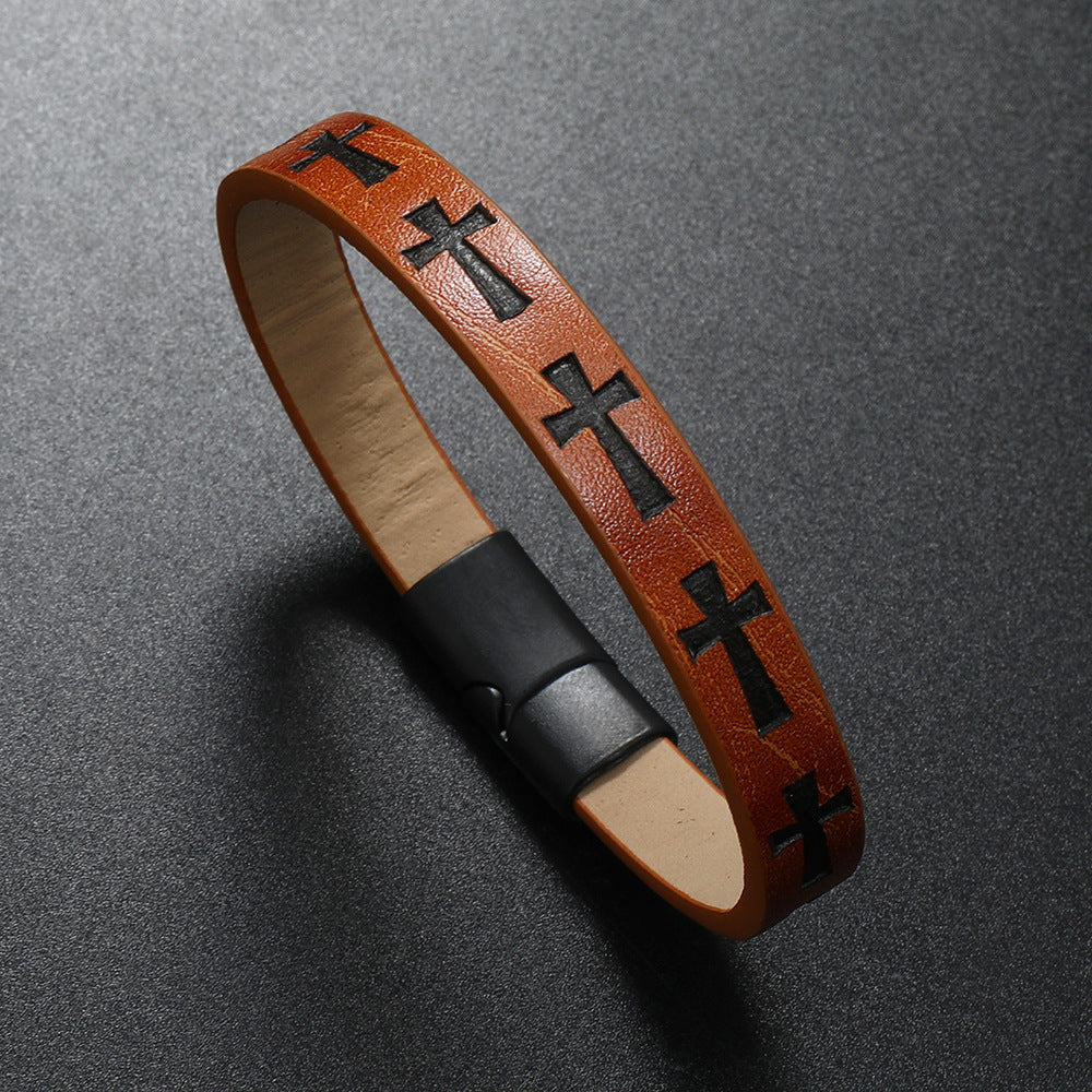 Croix sur cuir BRACELET