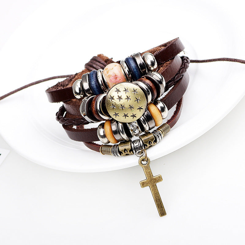 Poisson et étoiles sur cuir BRACELET