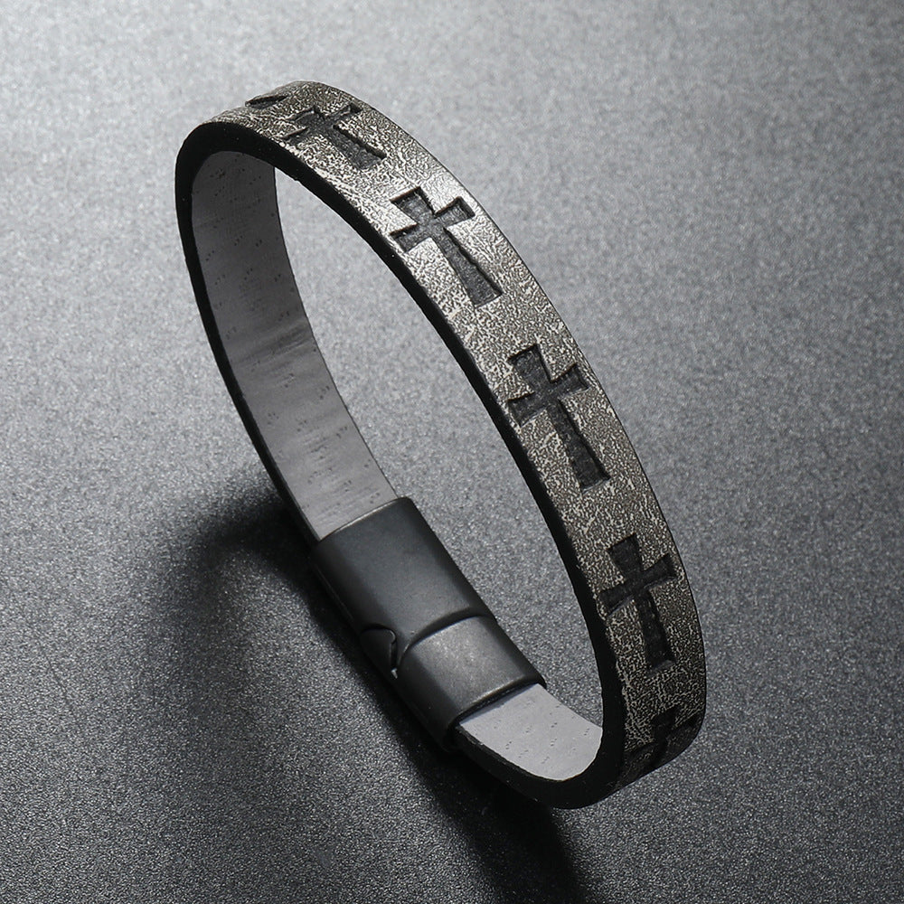 Croix sur cuir BRACELET