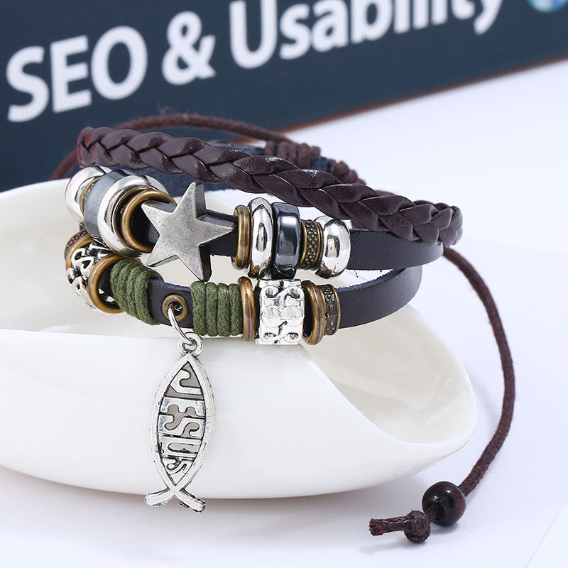 Poisson et étoile sur similicuir BRACELET