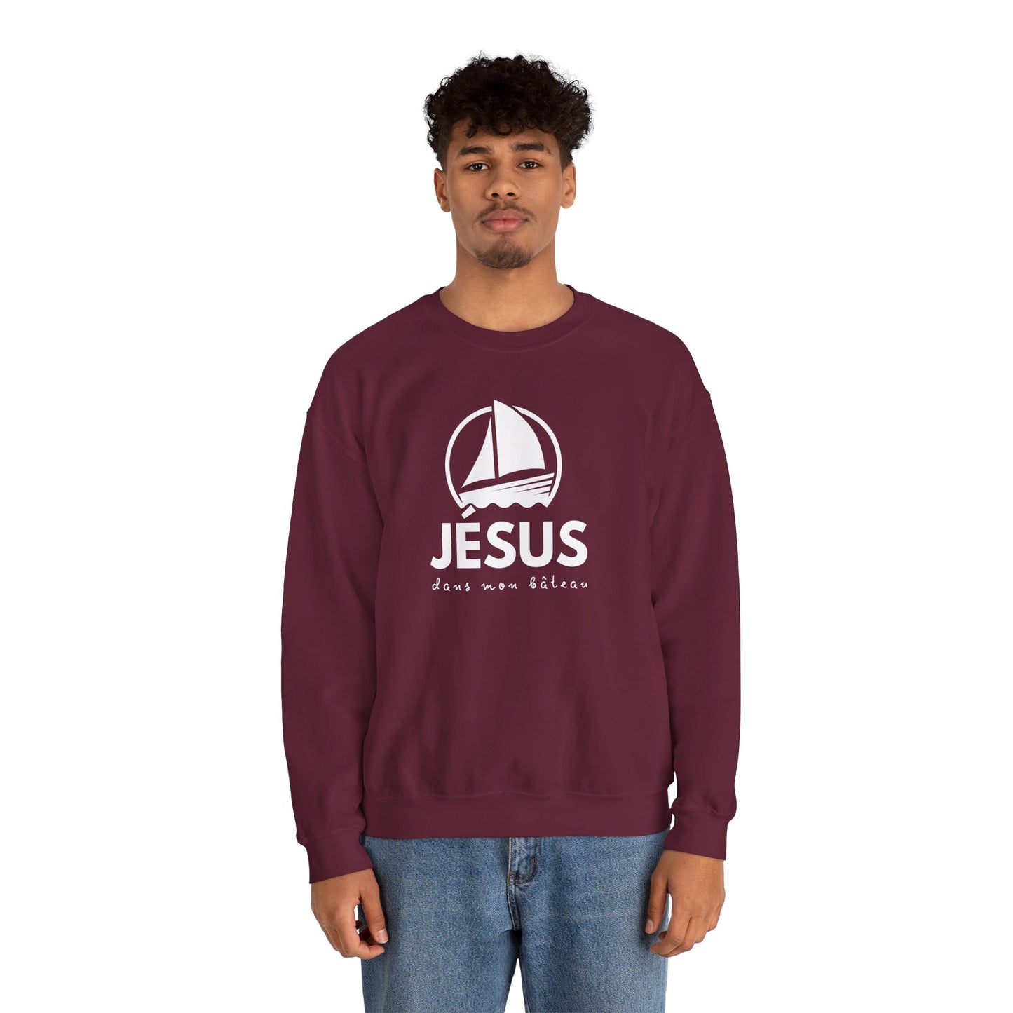 Jésus dans mon bâteau CREWNECK