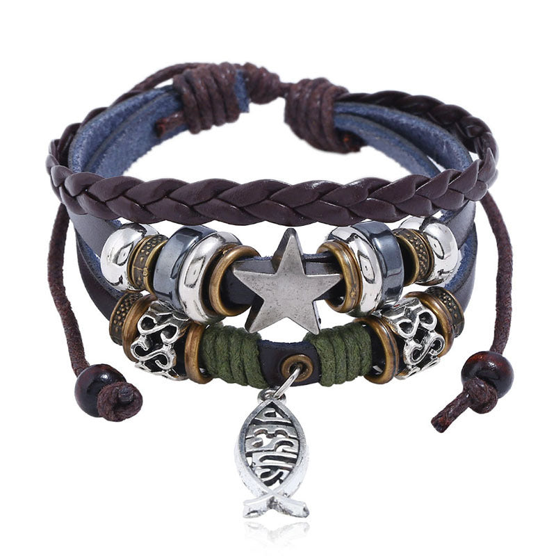 Poisson et étoile sur similicuir BRACELET