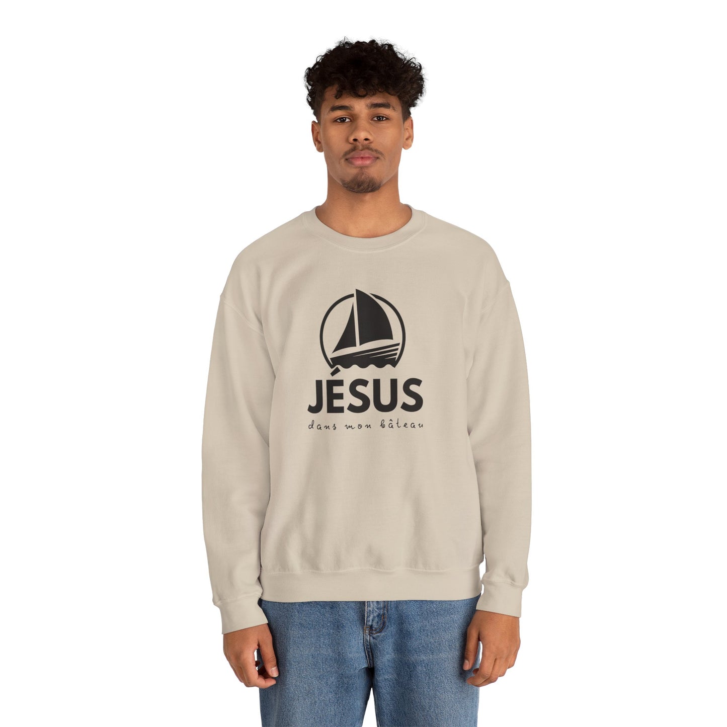 Jésus dans mon bâteau CREWNECK