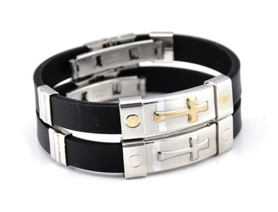 Croix sur silicone en titanium BRACELET
