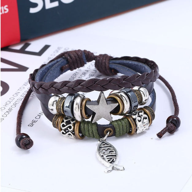 Poisson et étoile sur similicuir BRACELET