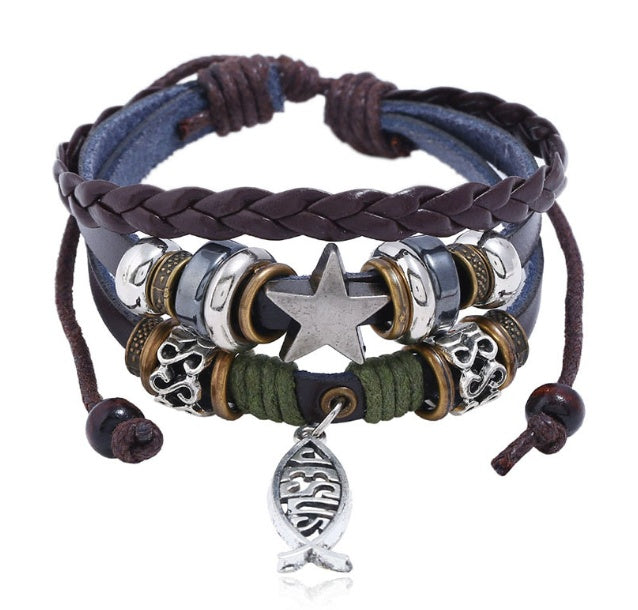 Poisson et étoile sur similicuir BRACELET