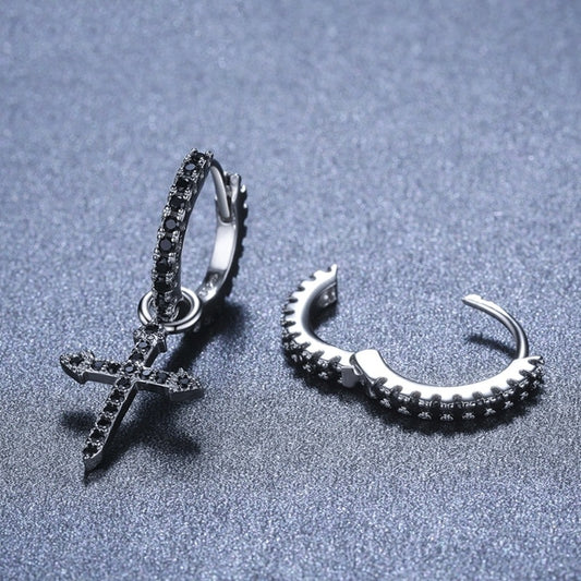 Anneaux et croix amovibles croix et zircons BOUCLES D'OREILLES