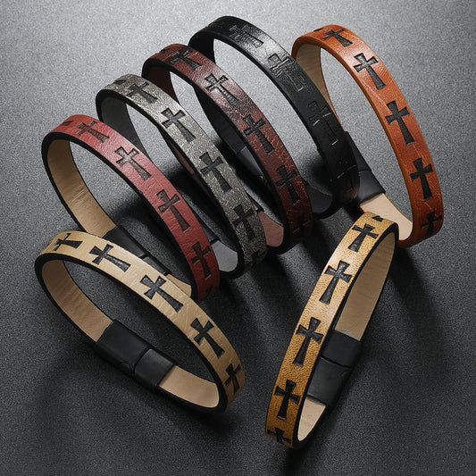 Croix sur cuir BRACELET