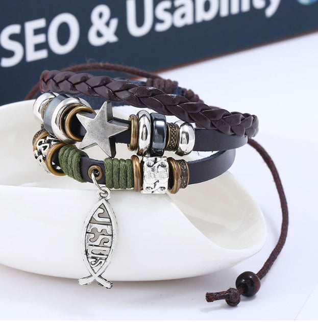 Poisson et étoile sur similicuir BRACELET