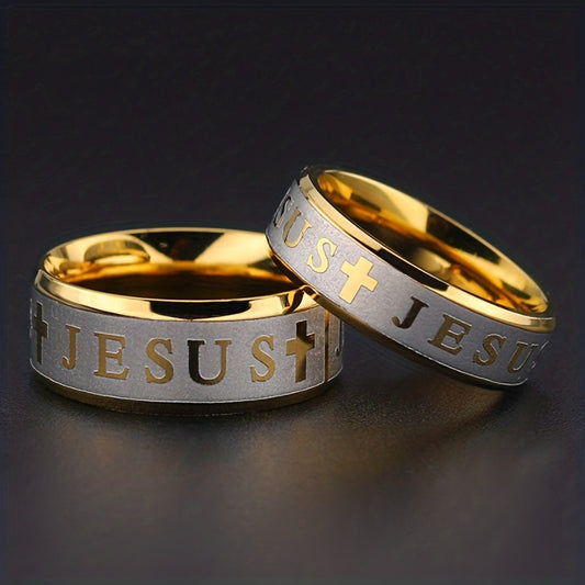 Inscription ''Jésus''en Acier Inoxydable pour Homme BAGUE