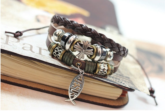 Poisson et étoile sur similicuir BRACELET