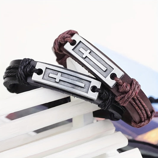 Croix sur simlicuir BRACELET