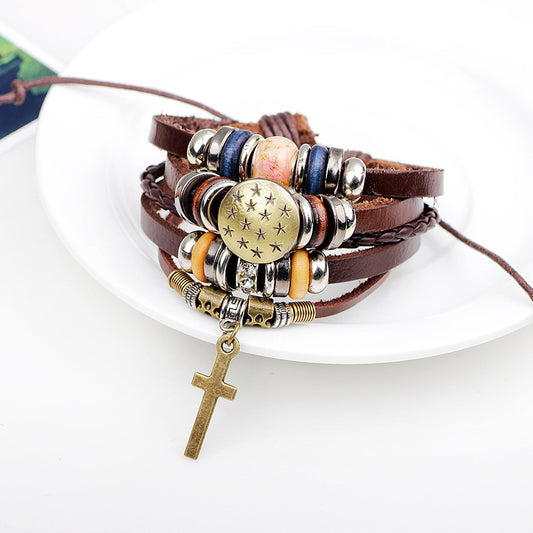 Poisson et étoiles sur cuir BRACELET