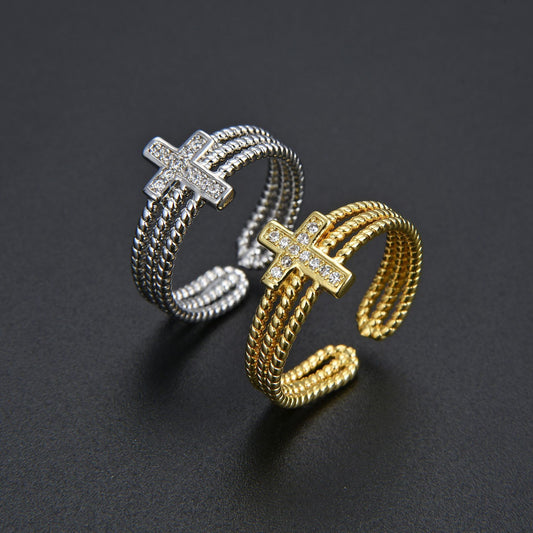Croix zircons multi-rangs BAGUE